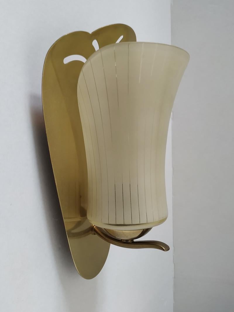 Brass Pair of Large German Vintage Midcentury Wall Lights Sconces, 1950s For Sale