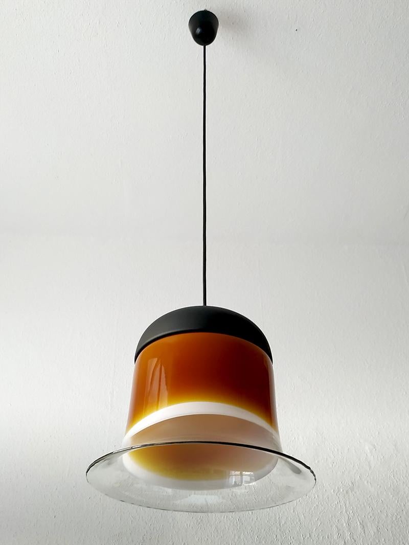 Pair of Large German Vintage Blown Glass Ceiling Hanging Pendant Lights, 1960s In Good Condition For Sale In Berlin, DE