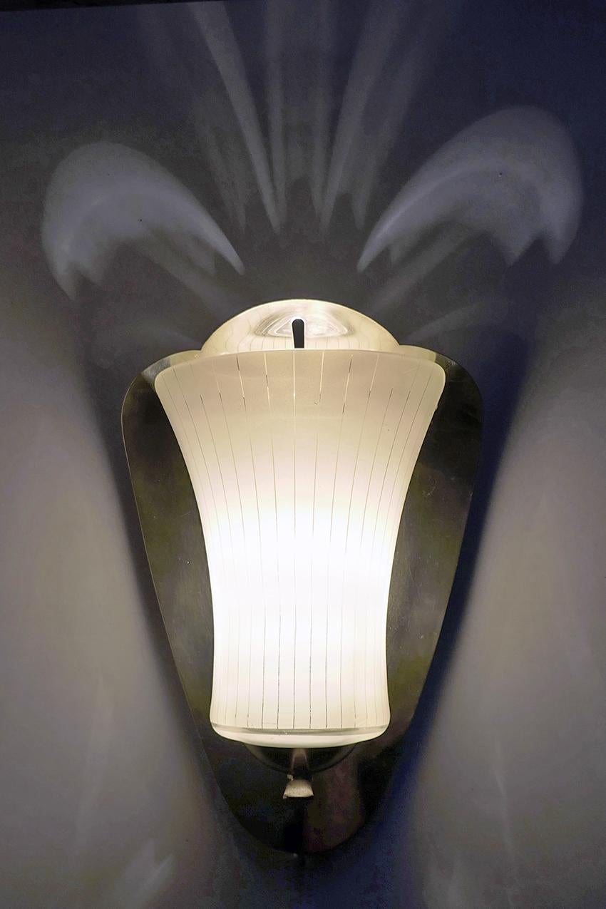 Brass Pair of Large German Vintage Midcentury Wall Lights Sconces, 1950s For Sale