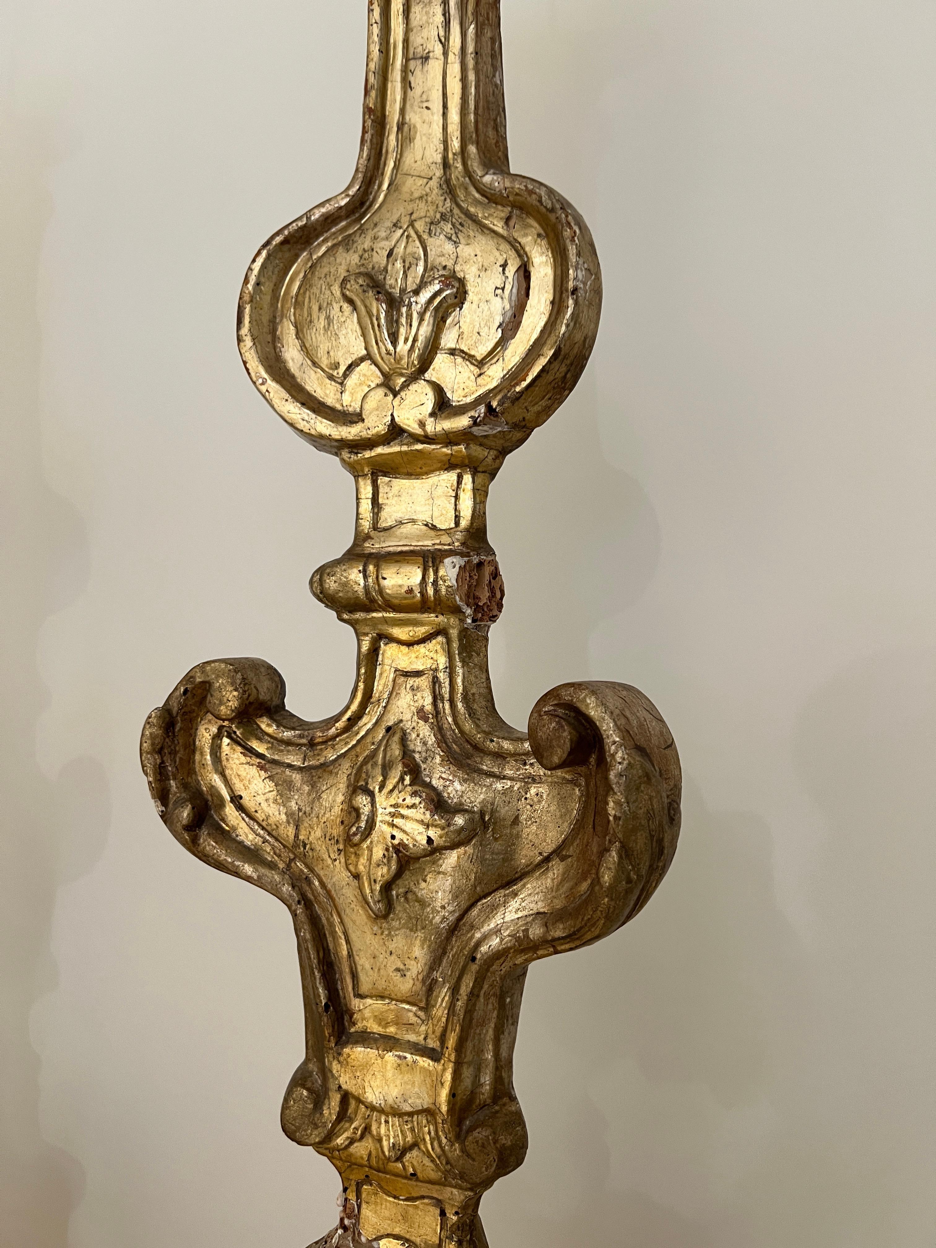 French Pair of Large Gilded Candlesticks For Sale