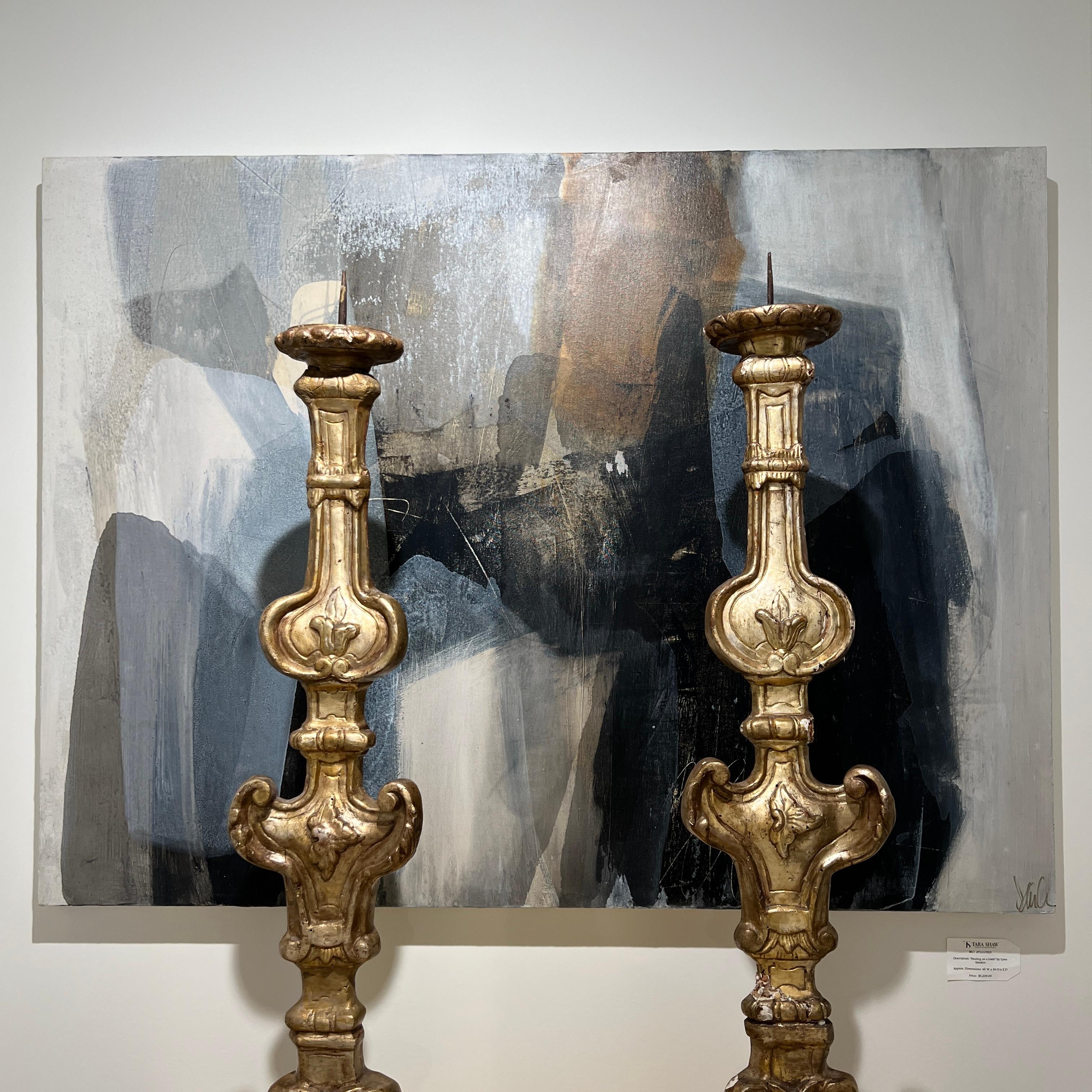 Pair of Large Gilded Candlesticks In Distressed Condition In New Orleans, LA
