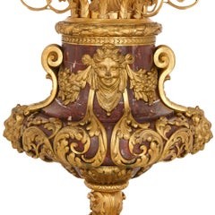 Pair of Large Gilt Bronze and Marble Candelabra