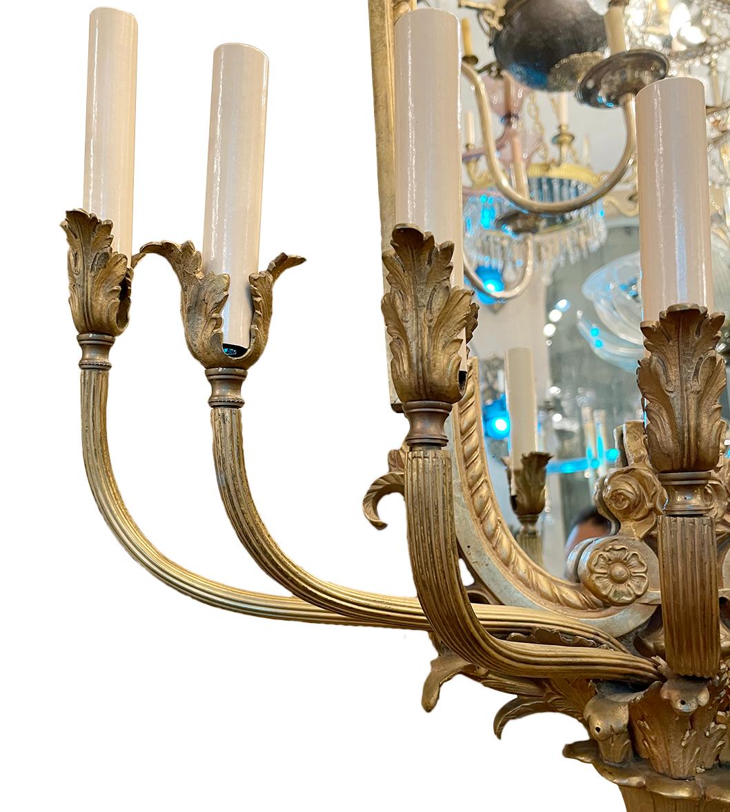 French Pair of Large Gilt Bronze Sconces For Sale