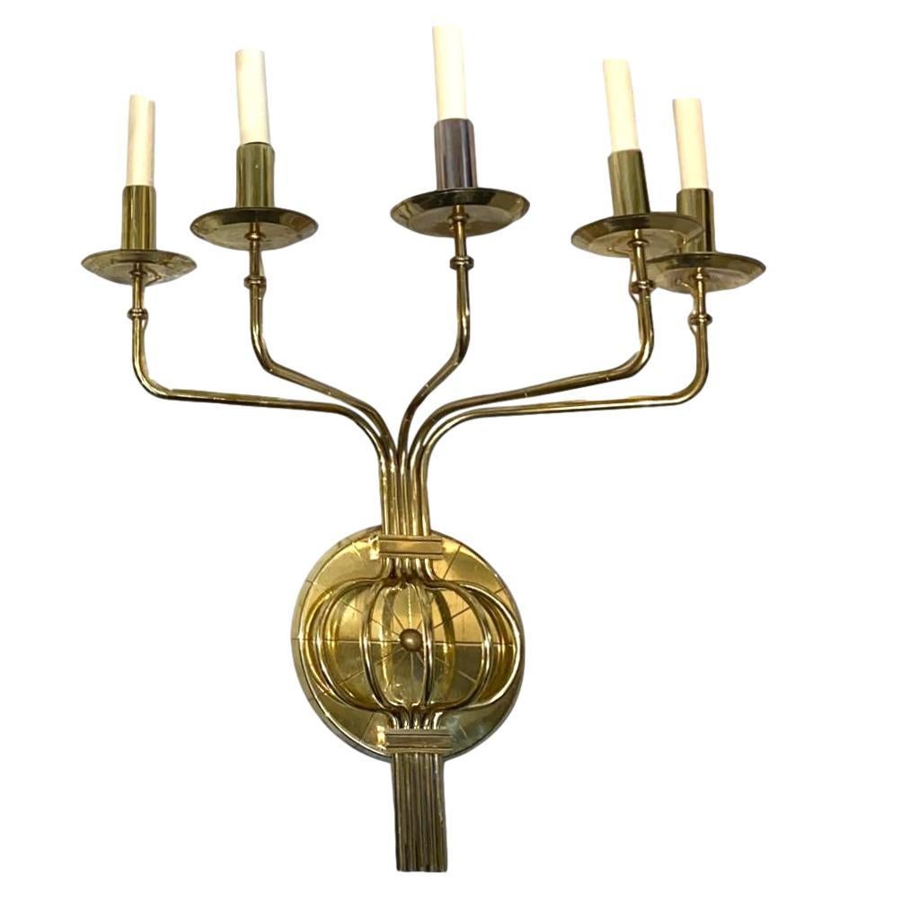Set of 4 Large Gilt Bronze Sconces In Good Condition For Sale In New York, NY