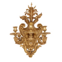 Pair of Large Gilt Bronze Sconces in the Régence Style