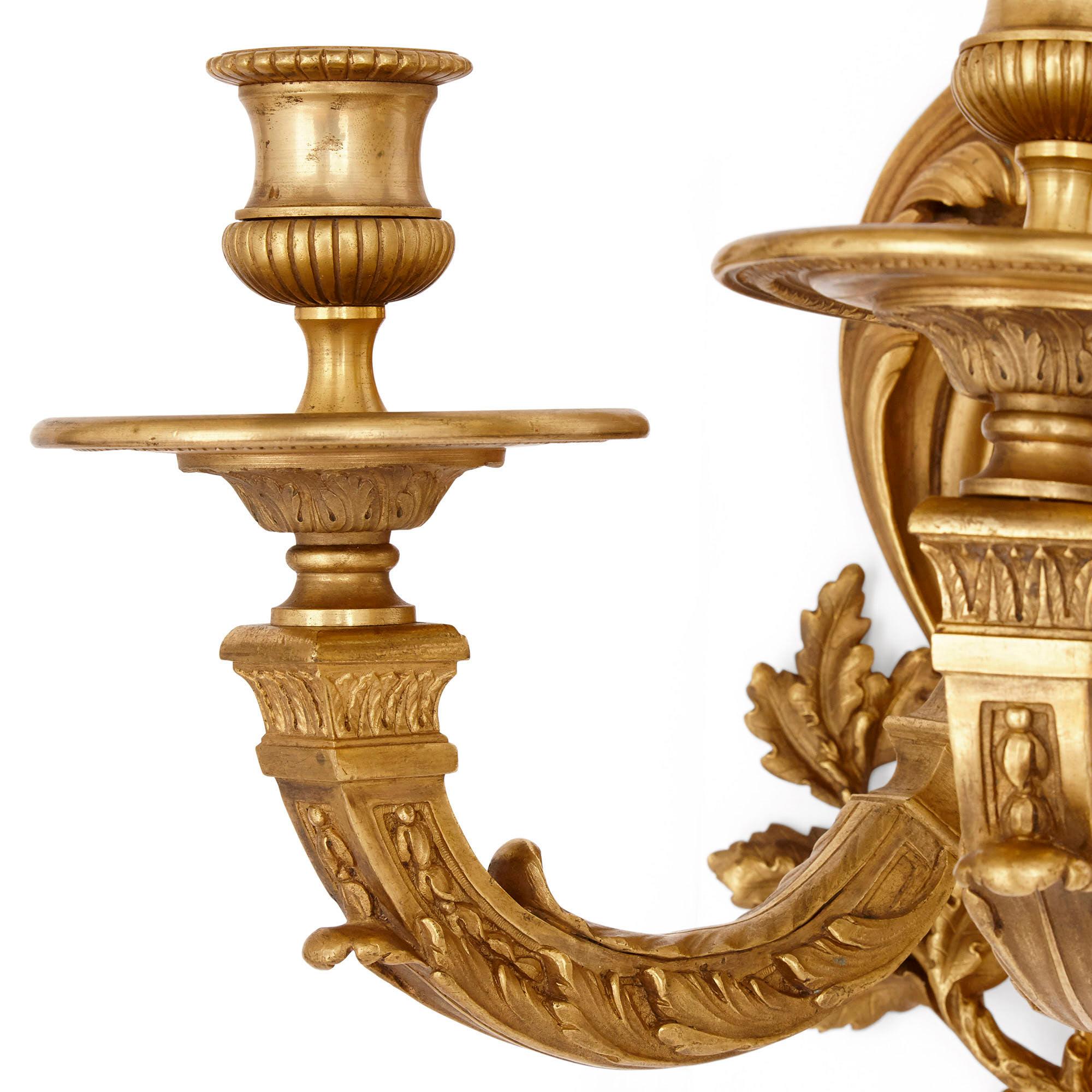 Pair of Large Gilt Bronze Sconces in the Régence Style In Good Condition For Sale In London, GB