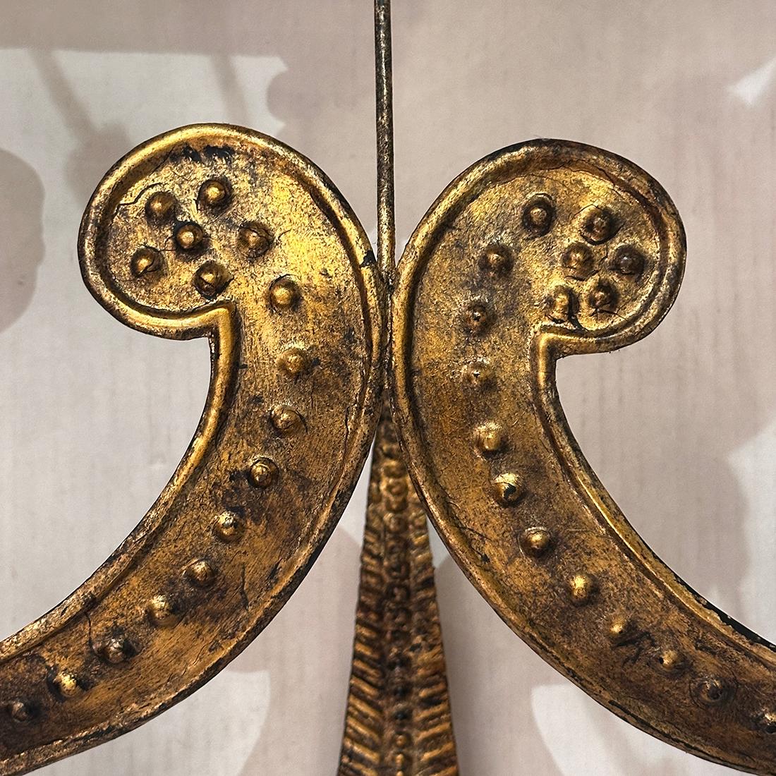 Italian Pair of Large Gilt Iron Sconces For Sale