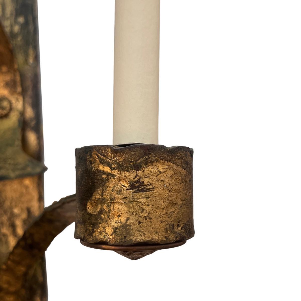 Pair of Large Gilt Iron Sconces In Good Condition For Sale In New York, NY