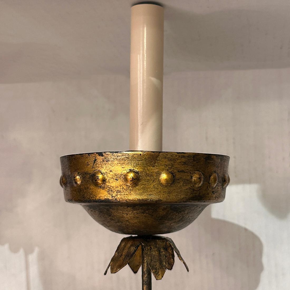Pair of Large Gilt Iron Sconces In Good Condition For Sale In New York, NY