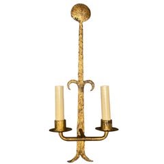 Set of 4 Hammered Gilt Iron Sconces