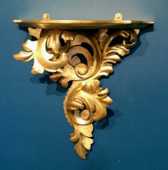 Pair of Large Gilt Scroll Wood Shelves