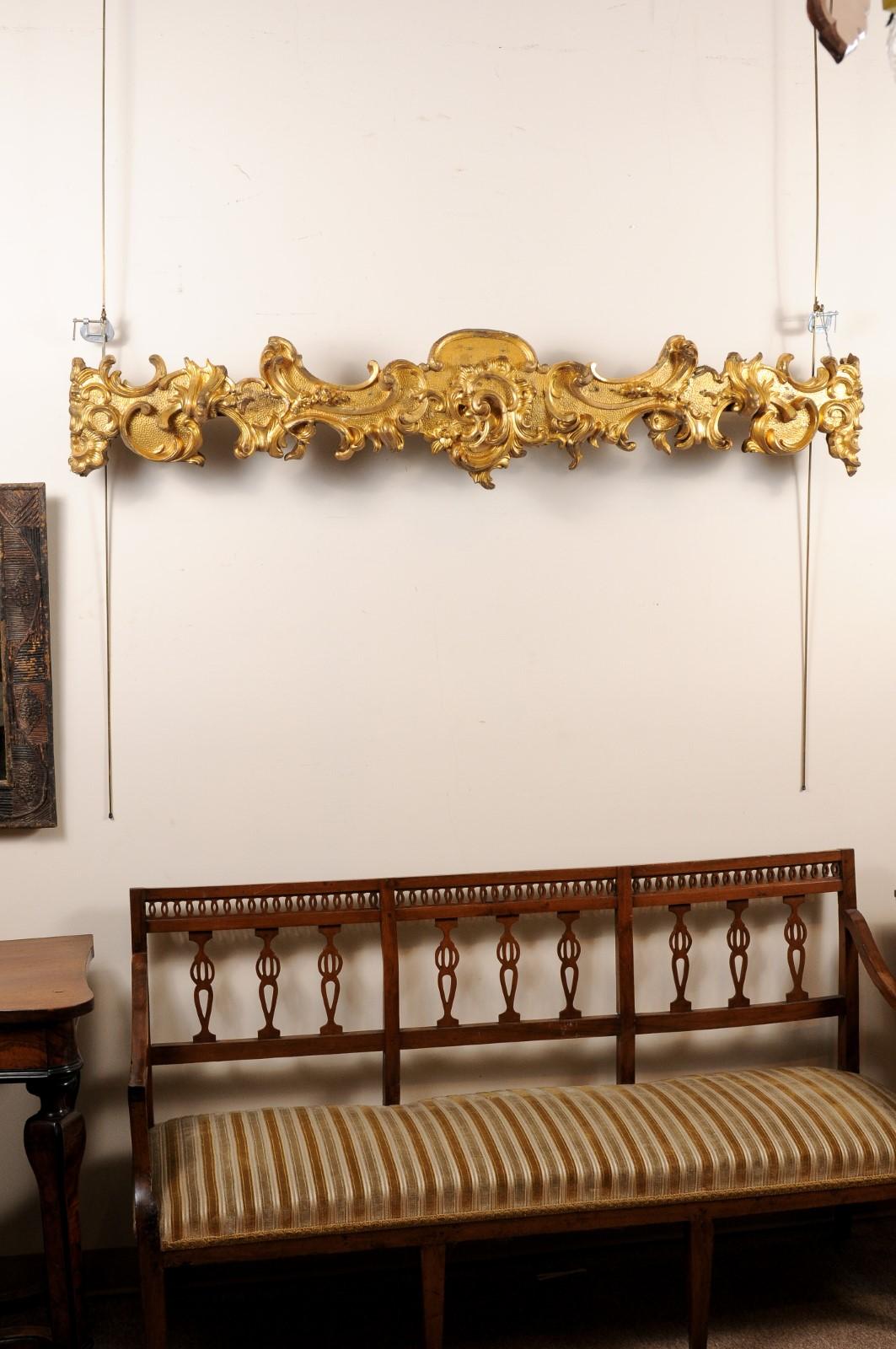 European Pair of Large Giltwood Architectural Elements/Window Valences, ca. 1890