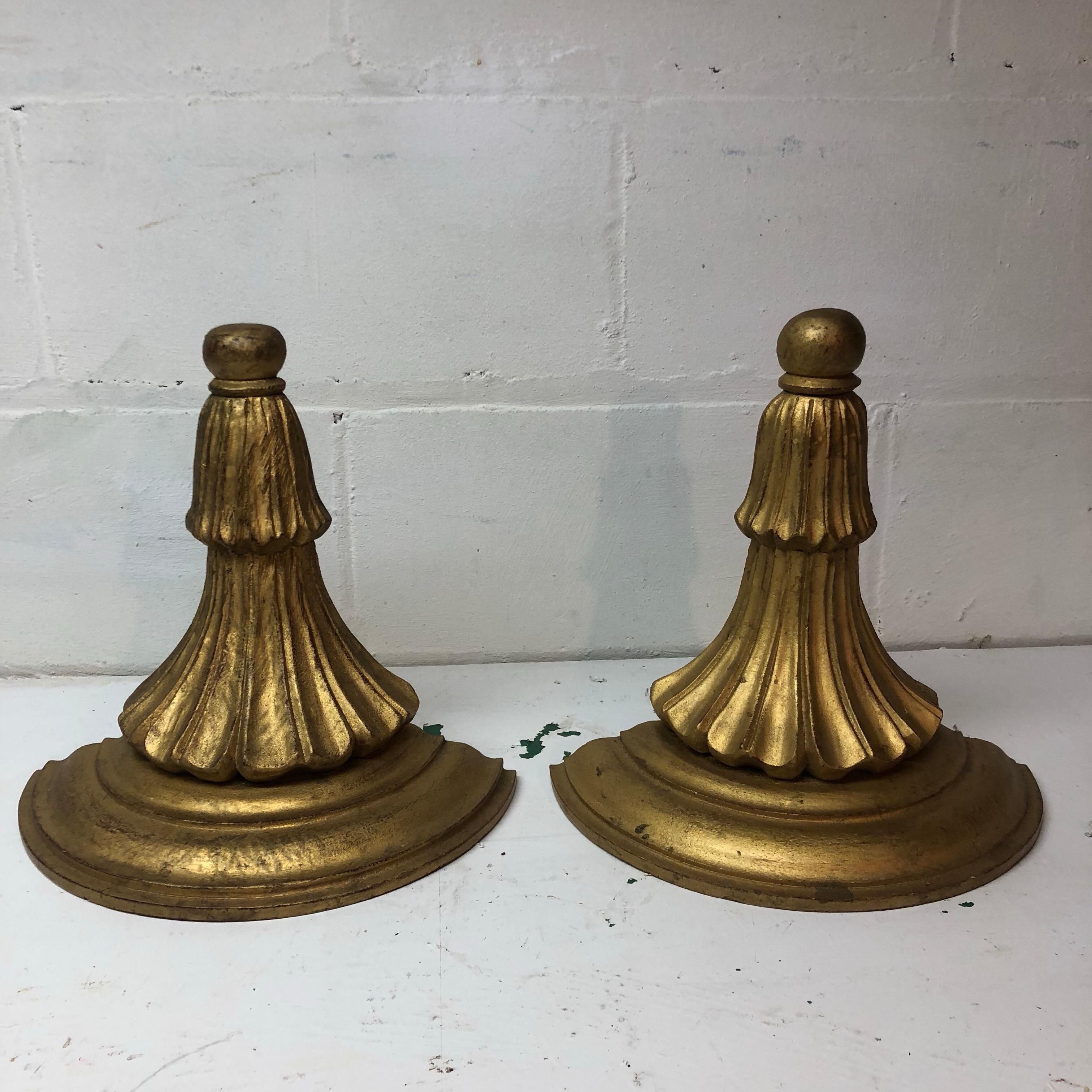 Pair of large gilded wood wall brackets.