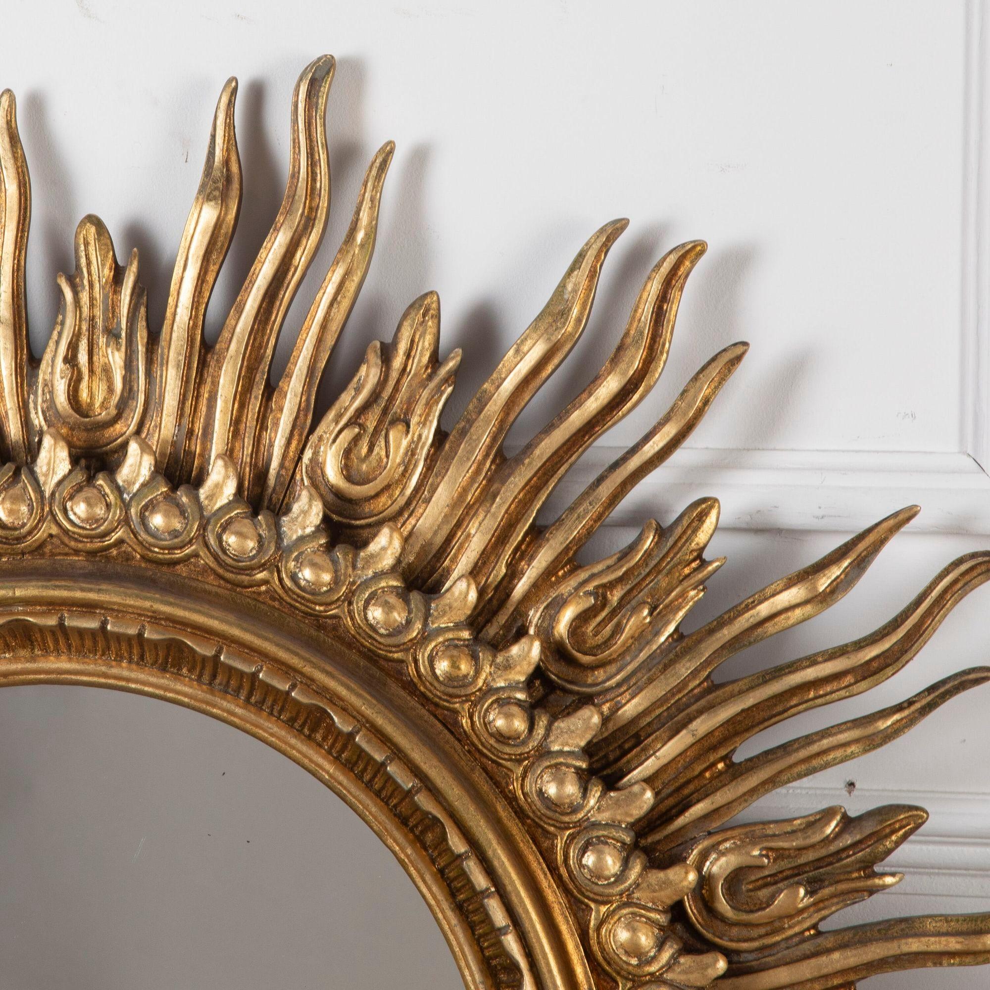 Pair of Large Giltwood Sun Mirrors by Francisco Hurtado In Good Condition In Gloucestershire, GB