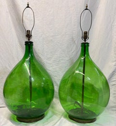 Pair of Large Glass Bottle Table Lamps