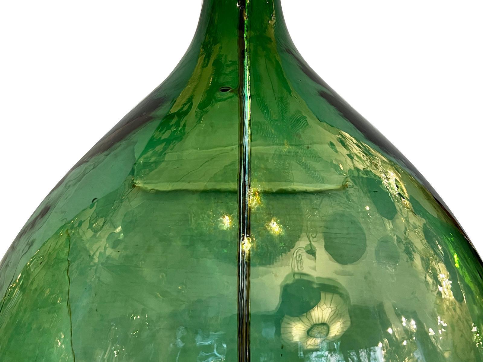 Italian Pair of Large Glass Bottle Table Lamps For Sale