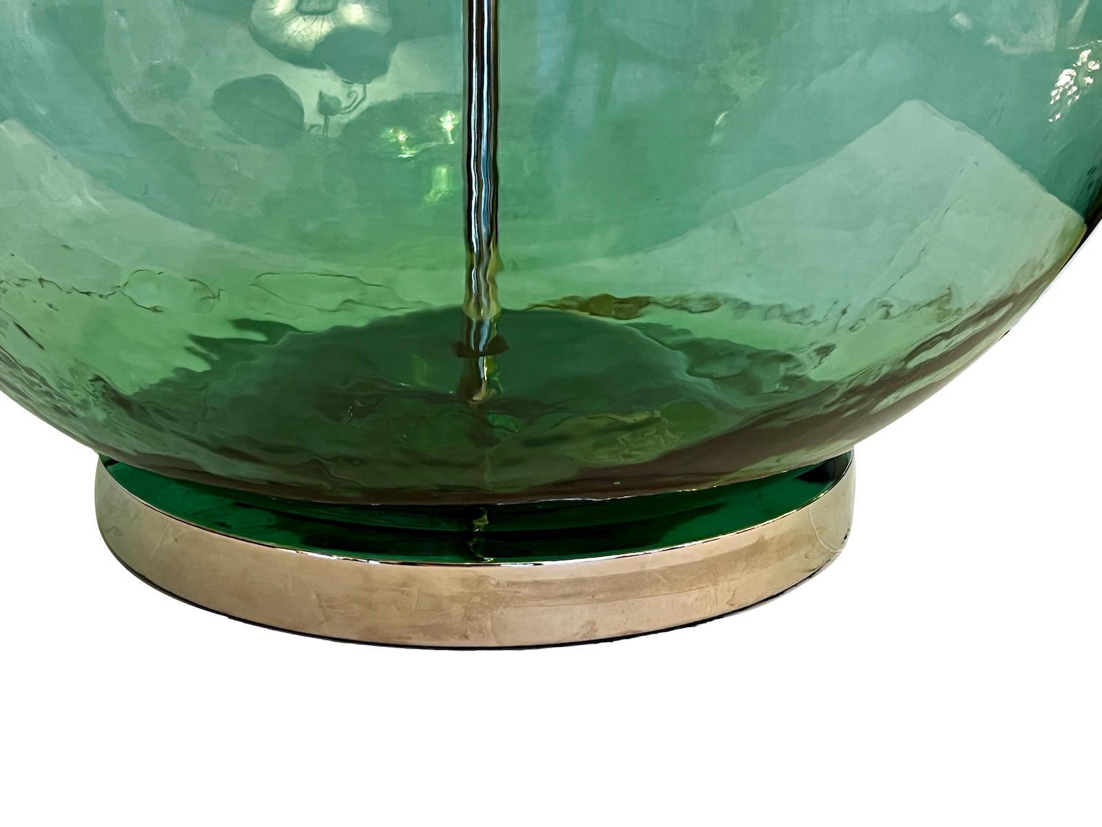 Mid-20th Century Pair of Large Glass Bottle Table Lamps For Sale