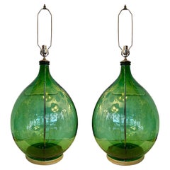 Pair of Large Glass Bottle Table Lamps