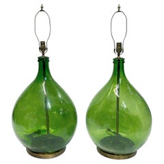 Pair of Large Glass Bottle Table Lamps