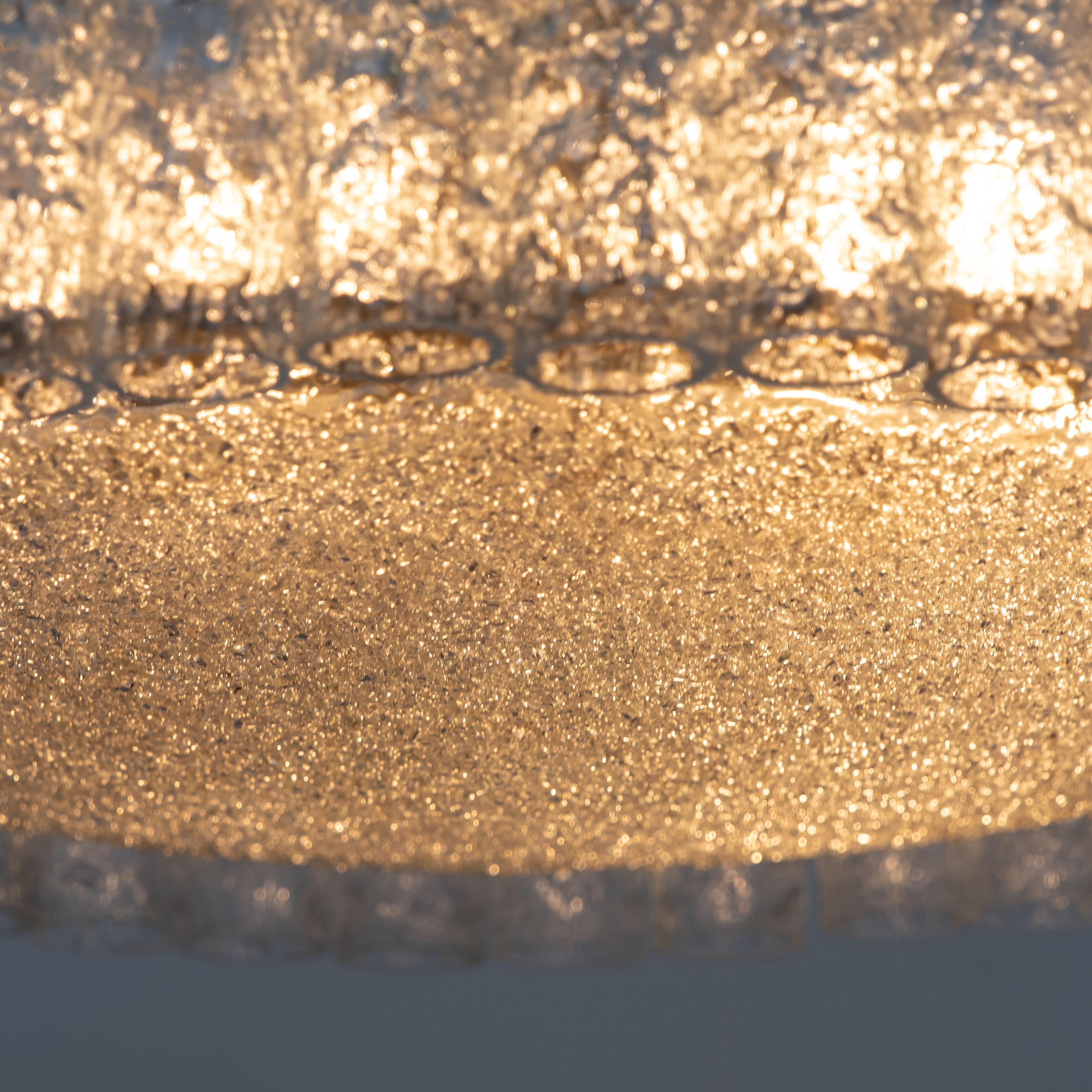Pair of Large Glass Brass Light Fixtures by Doria, Germany, 1969 6