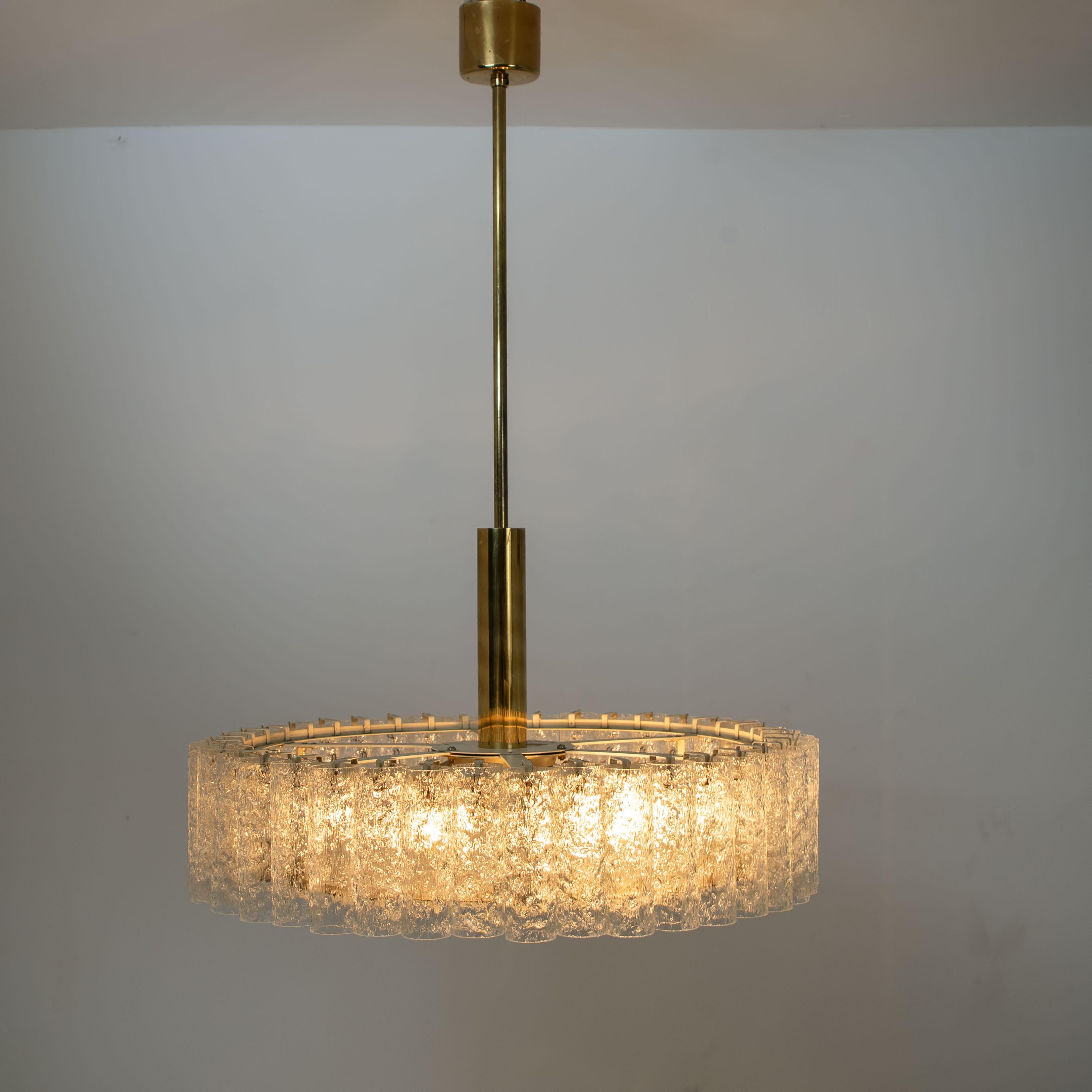Pair of Large Glass Brass Light Fixtures by Doria, Germany, 1969 7
