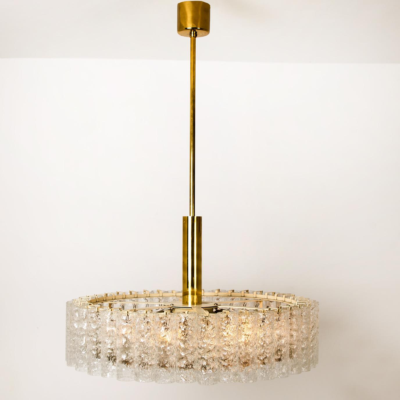20th Century Pair of Large Glass Brass Light Fixtures by Doria, Germany, 1969
