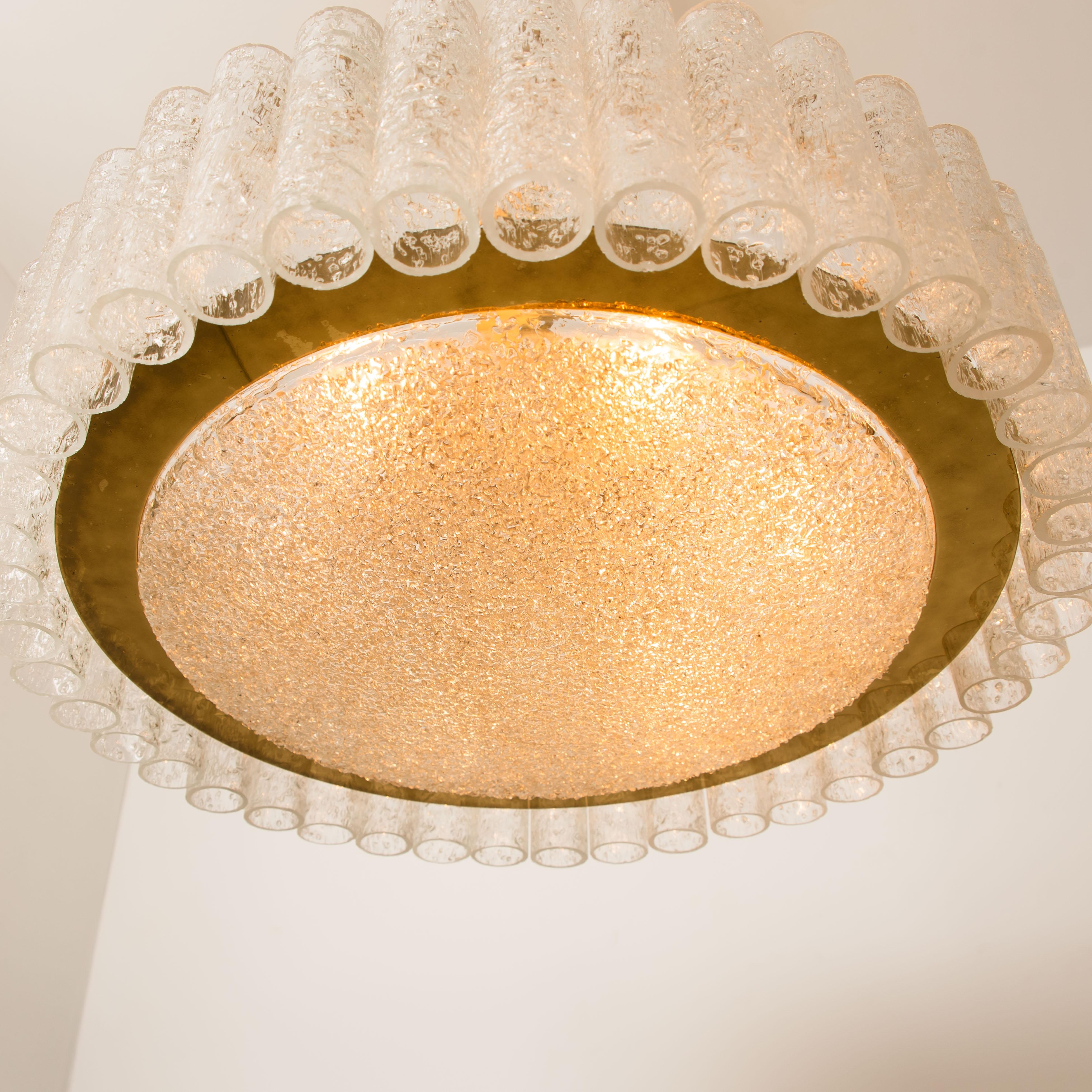 Pair of Large Glass Brass Light Fixtures by Doria, Germany, 1969 2