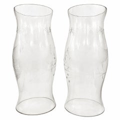 Pair of Large Glass Hurricanes