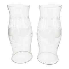 Pair of Large Glass Hurricanes