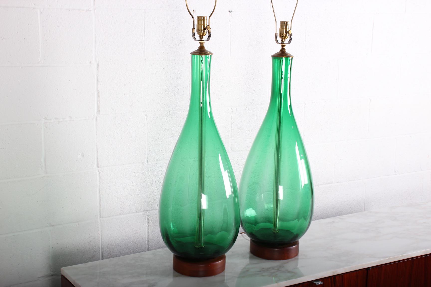 Pair of Large Glass Lamps by Blenko 1