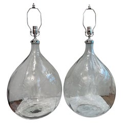 Antique Pair of Large Glass Lamps