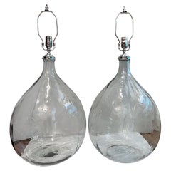 Paire de grandes lampes en verre