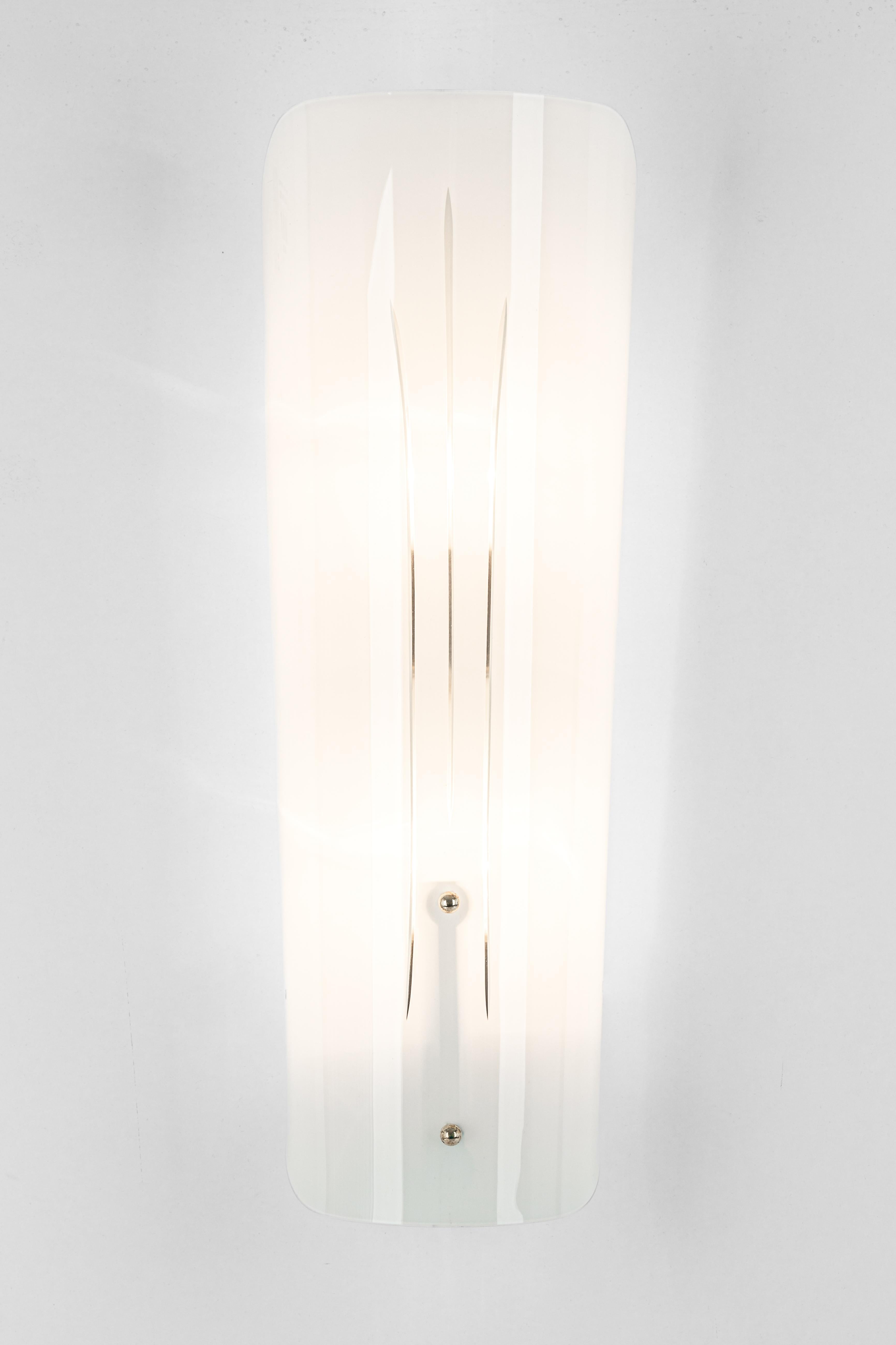Late 20th Century Pair of Large Glass Sconces by Kaiser, Germany, 1970s For Sale