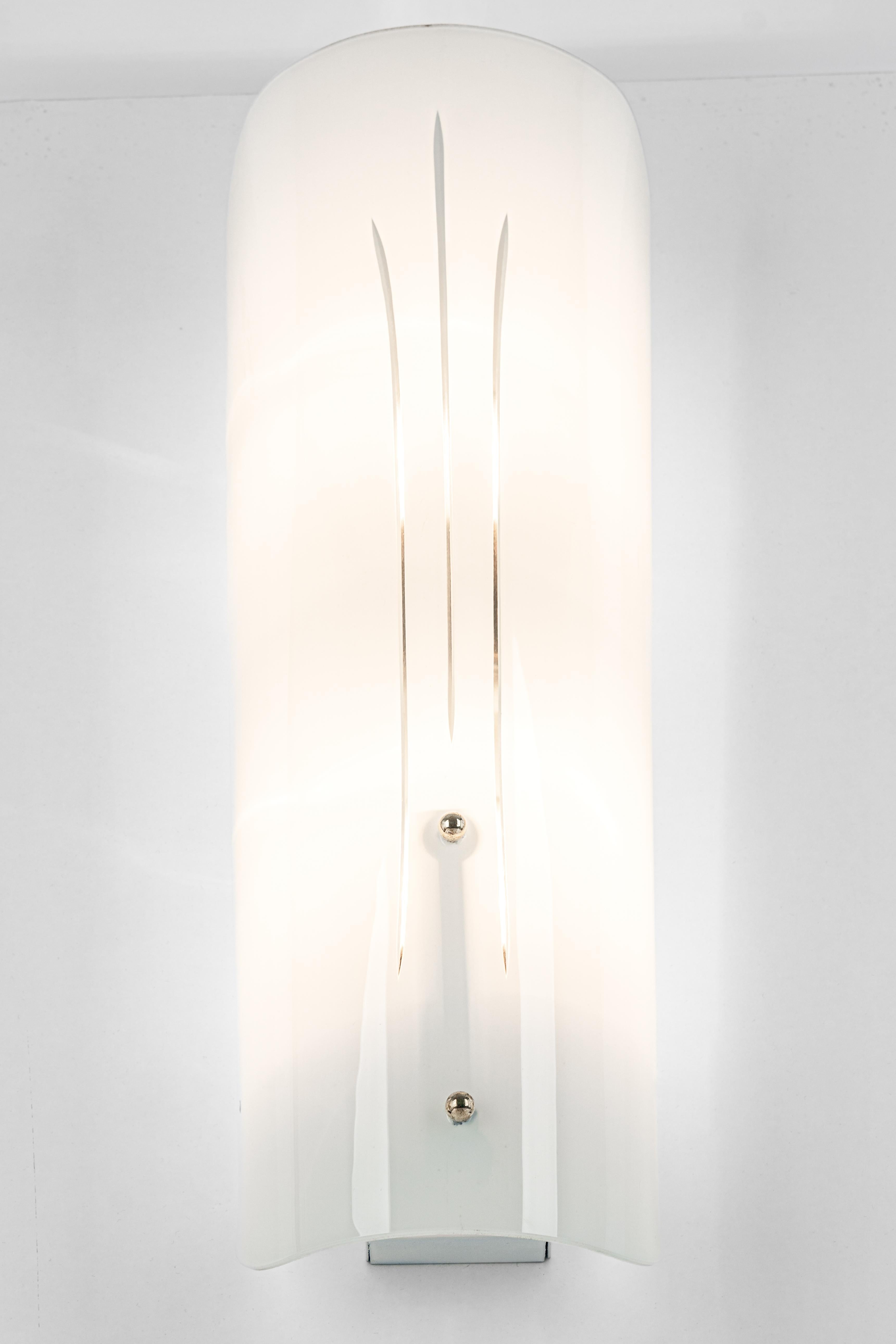 Murano Glass Pair of Large Glass Sconces by Kaiser, Germany, 1970s For Sale