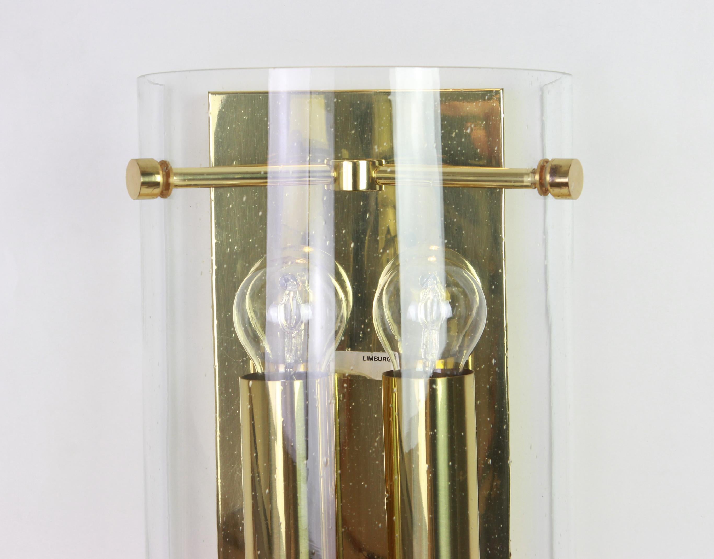 Pair of Large Glass Sconces Designed by Limburg, Germany In Good Condition In Aachen, NRW