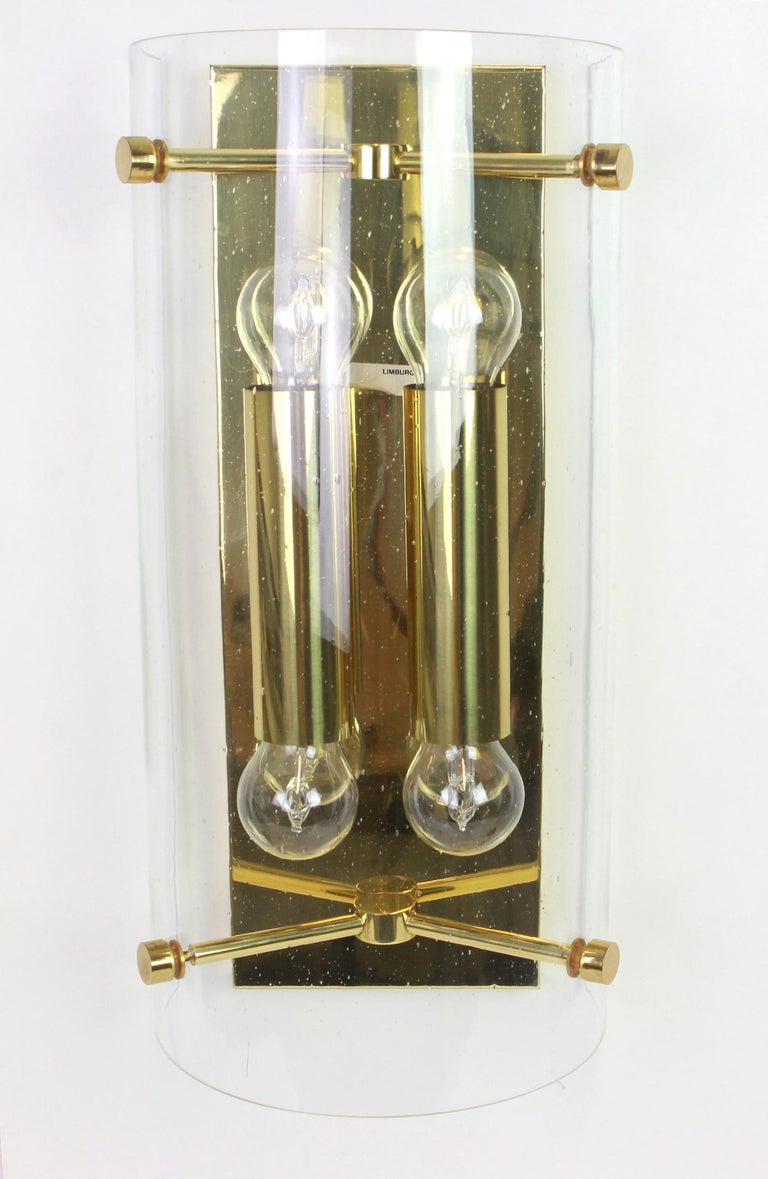 Mid-20th Century Pair of Large Glass Sconces designed by Limburg, Germany For Sale