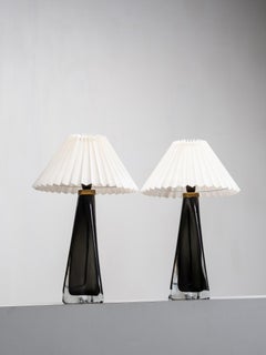 Paire de grandes lampes de table en verre Model No 1319 par Carl Fagerlund pour Orrefors