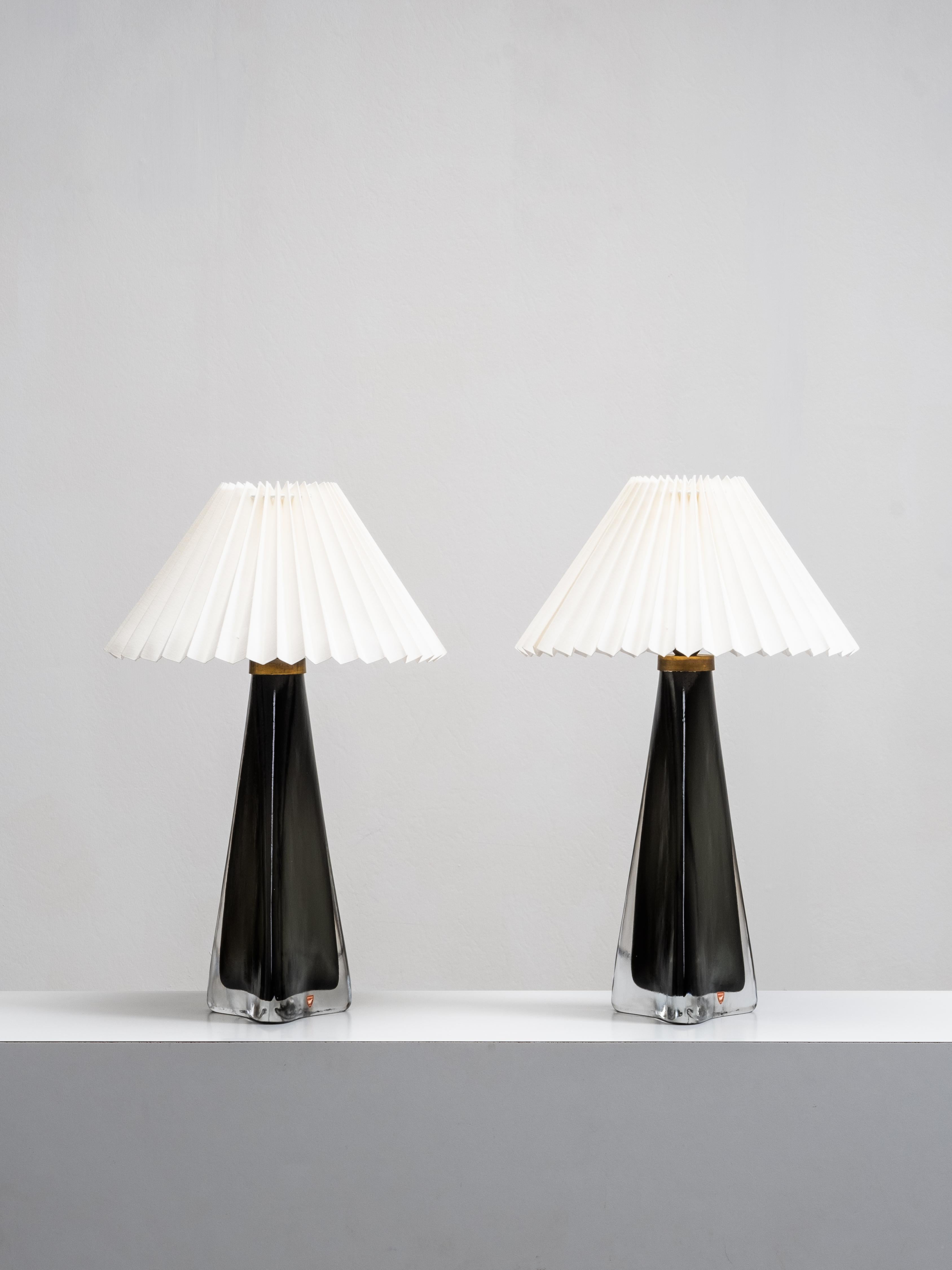 Swedish Pair of Large Glass Table Lamps Model RD 1319 by Carl Fagerlund for Orrefors For Sale