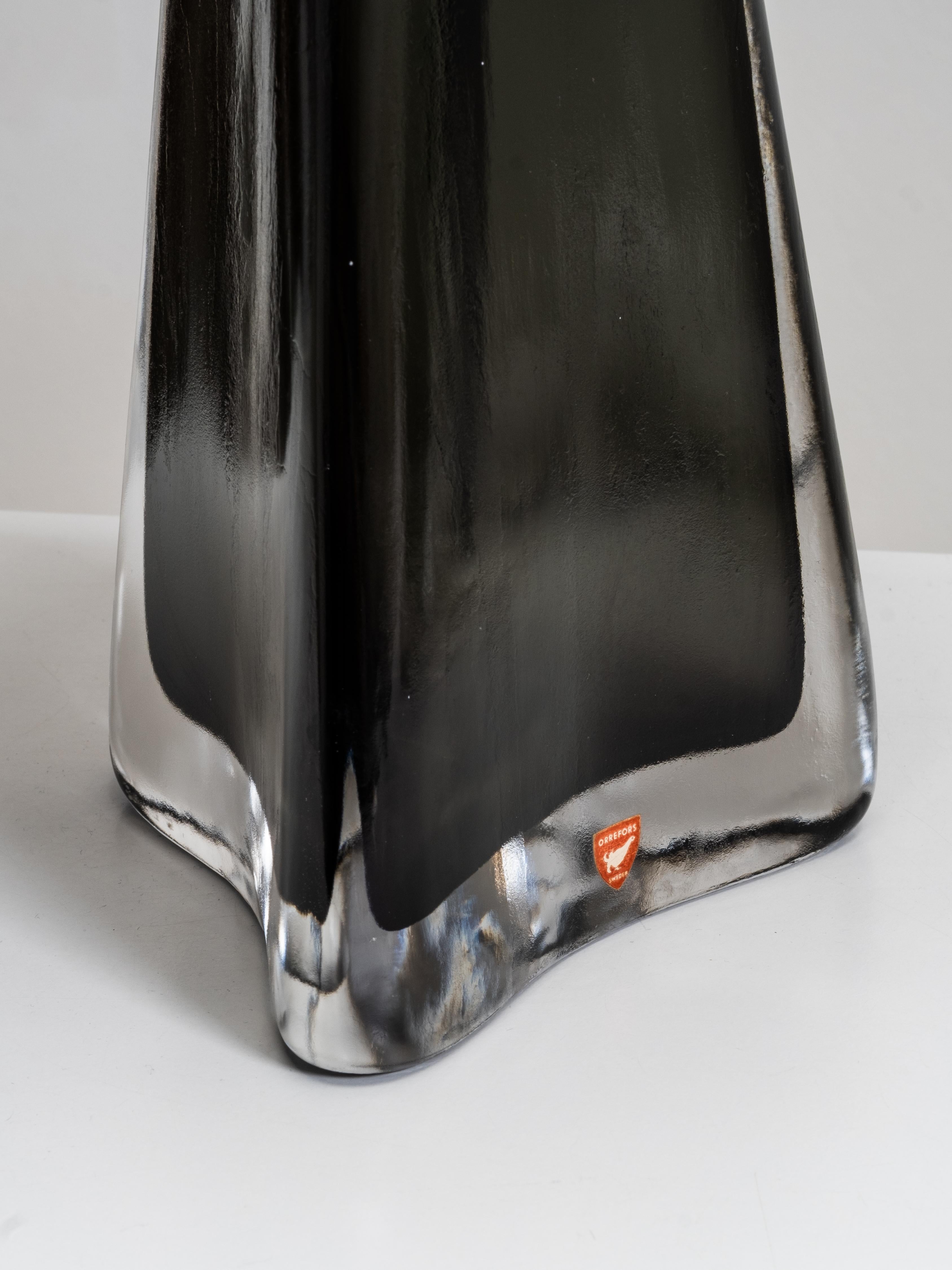 Metal Pair of Large Glass Table Lamps Model RD 1319 by Carl Fagerlund for Orrefors For Sale