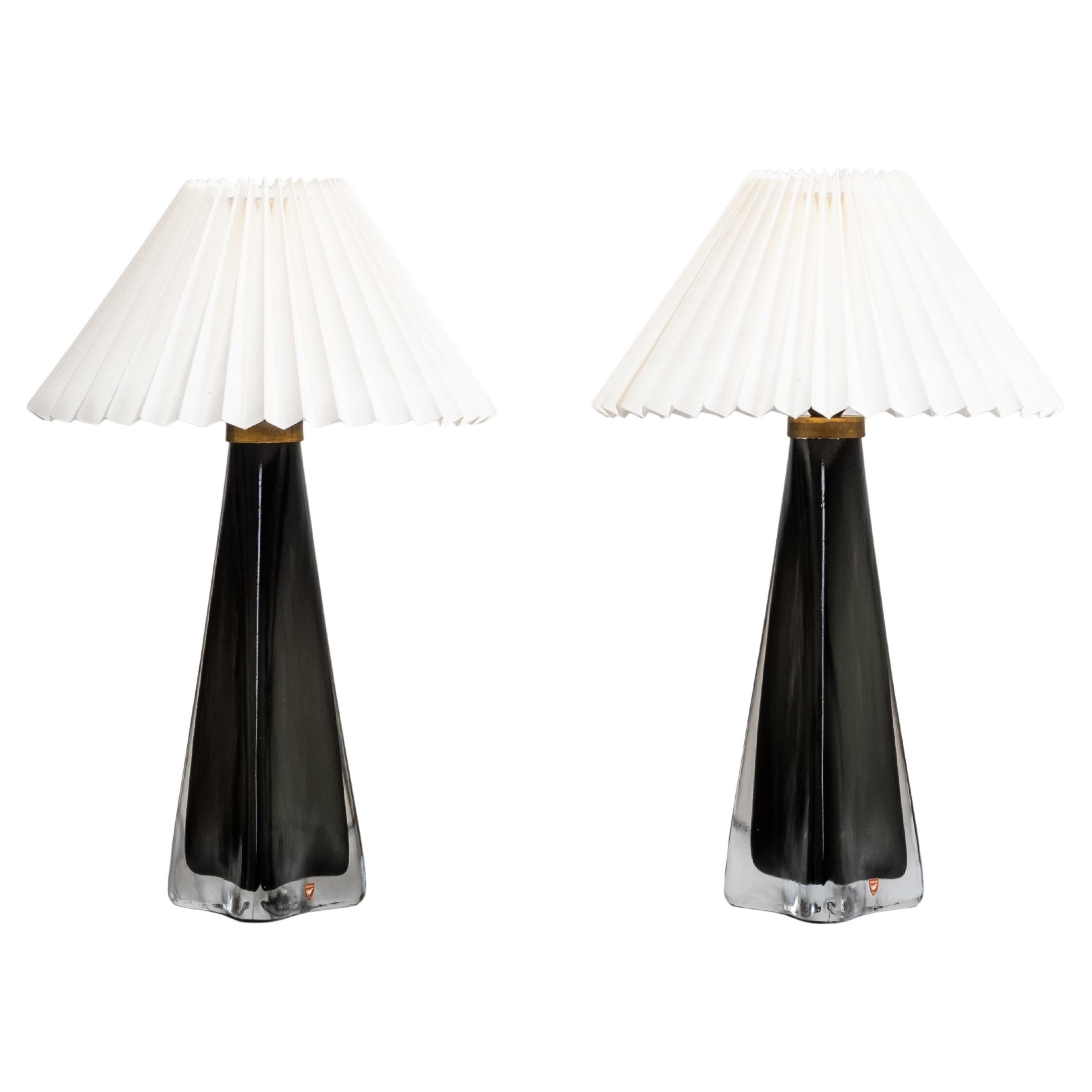 Pair of Large Glass Table Lamps Model RD 1319 by Carl Fagerlund for Orrefors For Sale