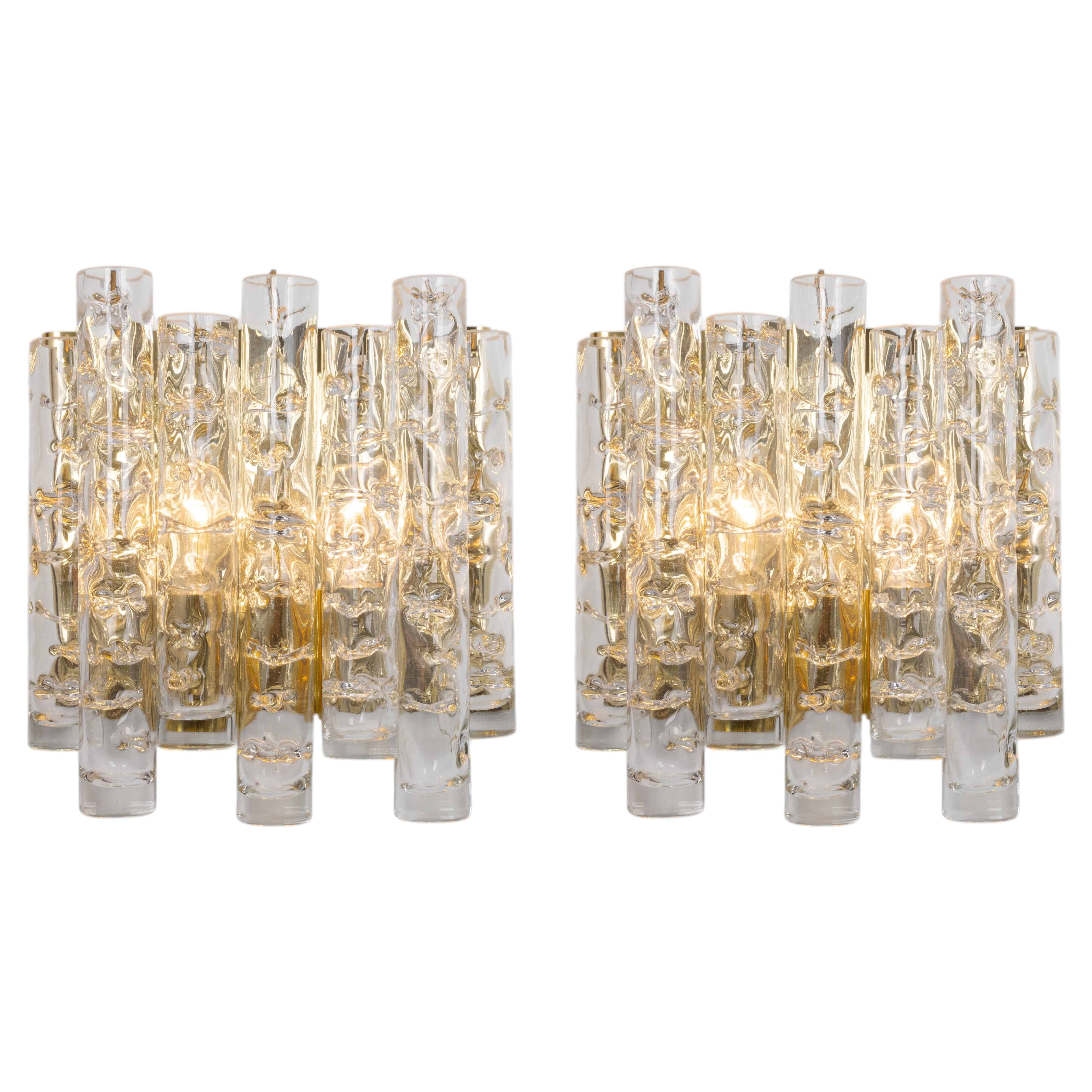 Par de apliques de pared con tubos de cristal grandes, de Doria, Alemania, década de 1960 en venta