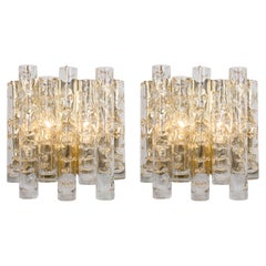 Pair of Large Glass Tubes Wall Sconces by Doria, Germany, 1960s