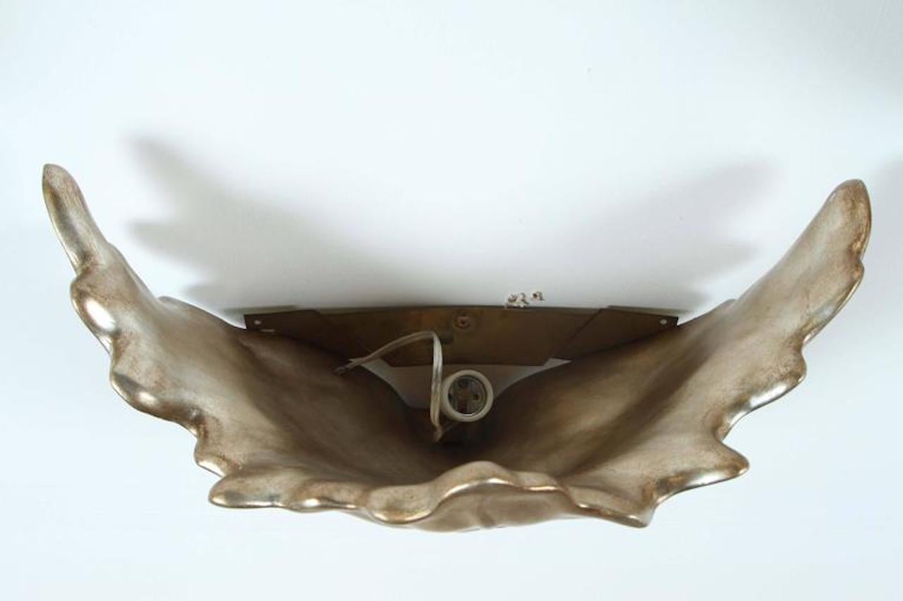 Foglia d’argento Coppia di  Grandi lampade a foglia d'argento smaltate di Robert Marcius (2 coppie disponibili) in vendita