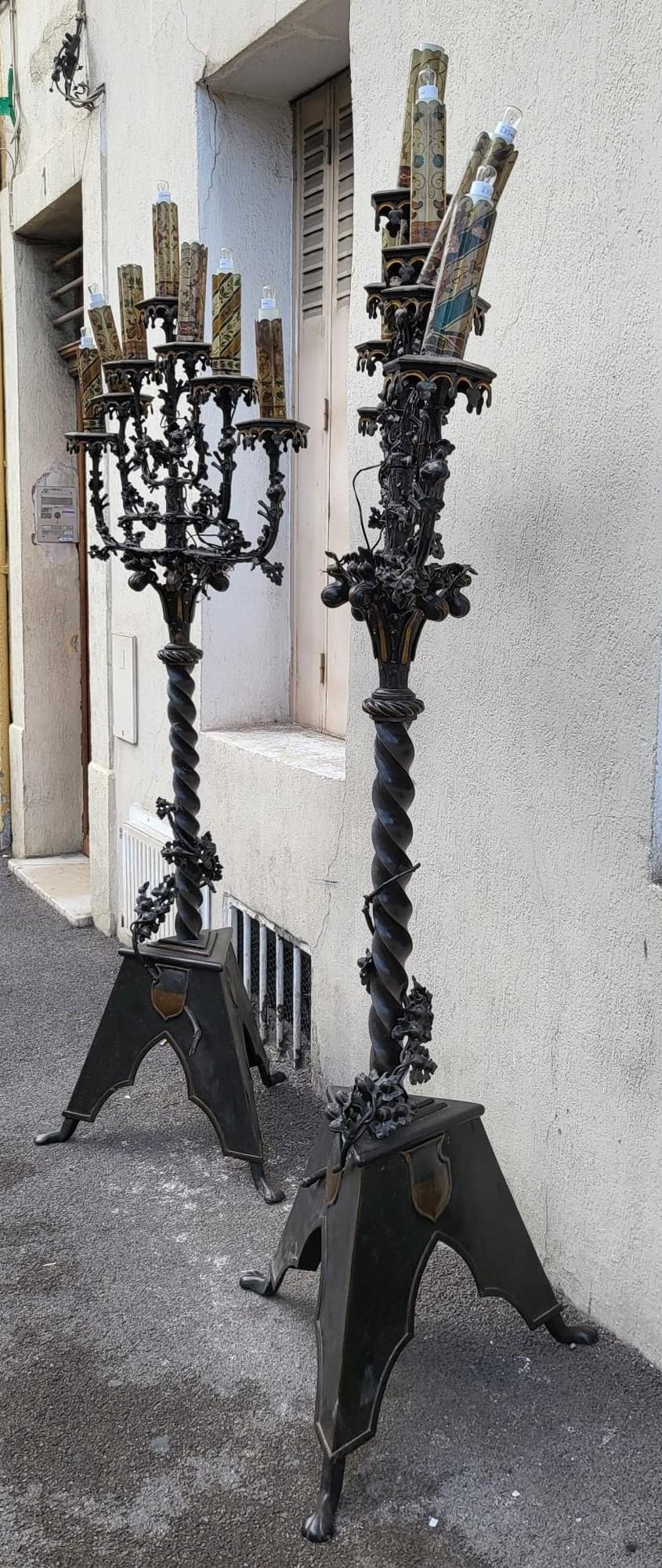 Pair of Large Gothic Candelabra, 19th Century For Sale 3