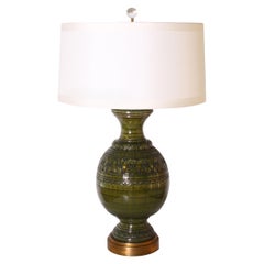 Pair of Large Green Bitossi Ceramic Lamps, circa 1950