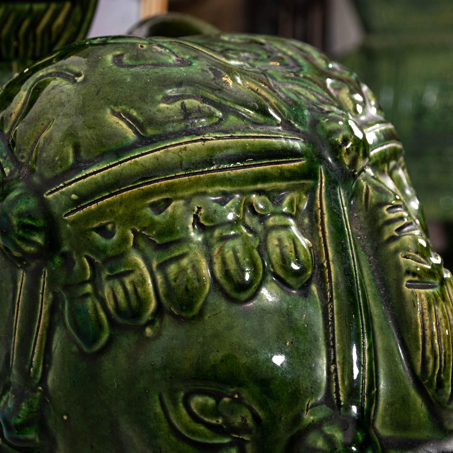 Pair of Large Green Glazed Terracotta Elephant Garden Seats 6