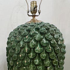 Pair of Large Green Italian Ceramic Lamps