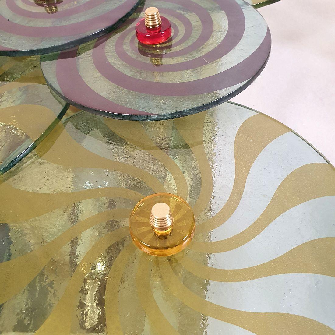 Pair of large green Murano discs sconces 1970s For Sale 4