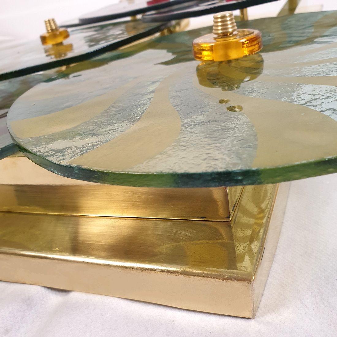 Pair of large green Murano discs sconces 1970s For Sale 5
