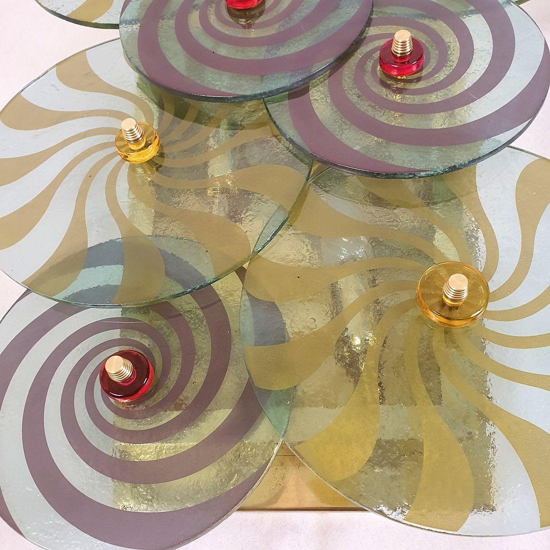 Pair of large green Murano discs sconces 1970s For Sale 1